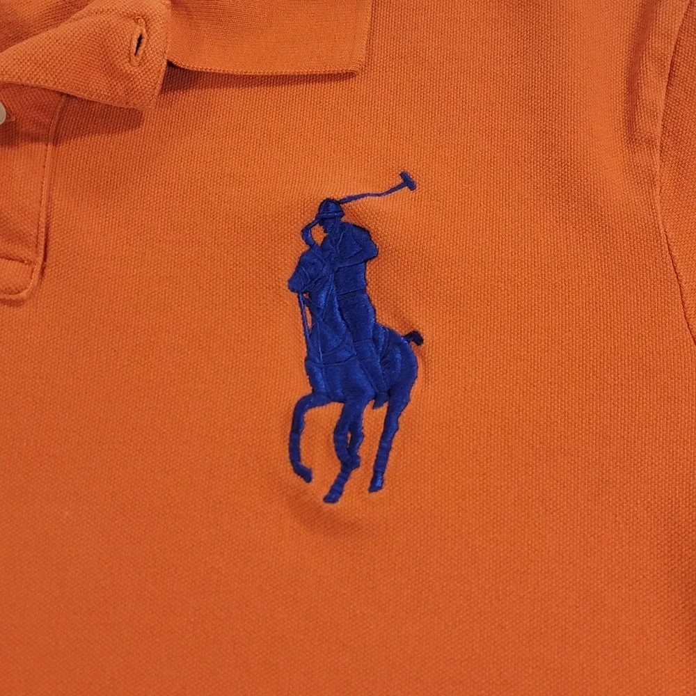 Polo Ralph Lauren Big Pony Polo Shirt Classic Fit #3 Orange Blue Men's XL Cotton